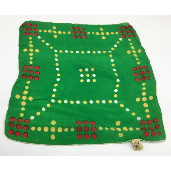 BG Creations Accessories - 💖BG Creations VTG 1940's Vibrant Colorful 15" Square Silk Scarf Green w/Dots